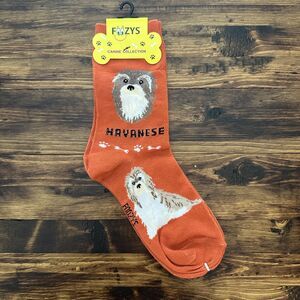 NWT Foozys Orange Havanese Dog Crew Socks Women One Size